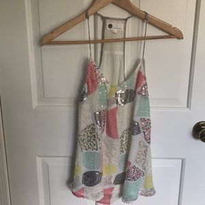 Anthro  tank TopS baby doll  Sequin S t back S